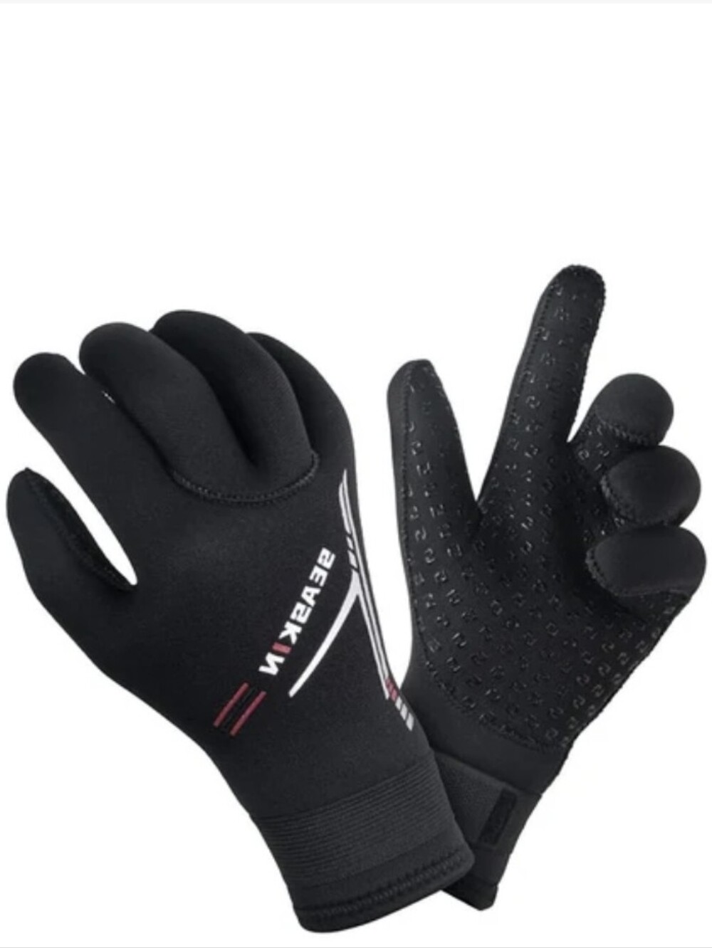 Seaskin Men's Black Grip Neoprene Wetsuit Gloves with Accent Stripes